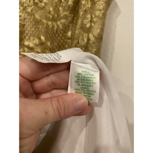 Lilly Pulitzer Eaton Dress Womens 6 Gold Metallic Lace Sleeveless Shift Party - Picture 4 of 6